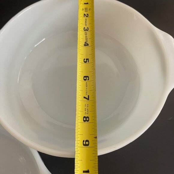 Set of 2 Anchor Hocking Fire King Milk Glass Casserole Dishes, Blue Floral - Picture 13 of 13